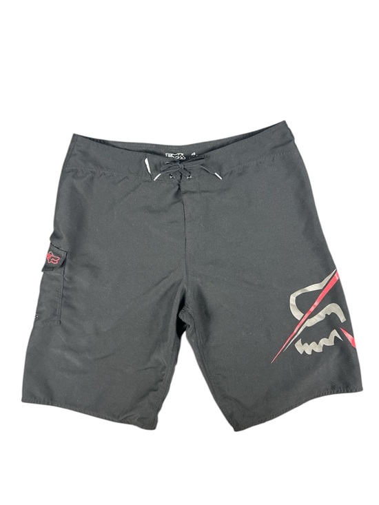 Fox Racing Black Board Shorts Men’s 36 Fox Head Graphic Surf Swim Trunks - Picture 2 of 8